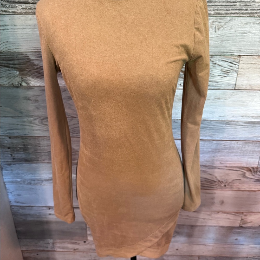 Iris Elegant Tan Long Sleeve Dress